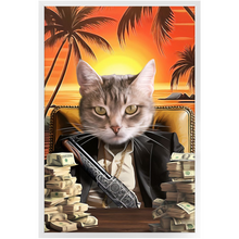 Load image into Gallery viewer, SAY HELLO TO MY LITTLE FRIEND - Scarface Inspired Custom Pet Portrait Framed Satin Paper Print