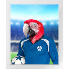 Load image into Gallery viewer, Get Your Kicks- Football, Soccer Player Inspired Custom Pet Portrait Framed Satin Paper Print