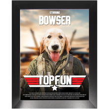 Load image into Gallery viewer, TOP FUN Movie Poster - Top Gun Inspired Custom Pet Portrait Framed Satin Paper Print