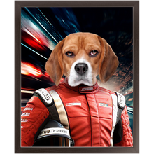 Load image into Gallery viewer, CHASING CARS - Race Car Driver Inspired Custom Pet Portrait Framed Satin Paper Print