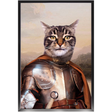 Load image into Gallery viewer, Knight In Brown Satin - Renaissance Inspired Custom Pet Portrait Framed Satin Paper Print