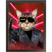 Load image into Gallery viewer, Kyle B Bakk - Arnold Schwarzenegger The Terminator Inspired Custom Pet Portrait Framed Satin Paper Print