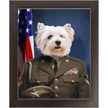 Load image into Gallery viewer, GENERAL I. ZING - Military General Inspired Custom Pet Portrait Framed Satin Paper Print