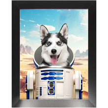 Load image into Gallery viewer, R.2.D.TOO - R2D2 & Star Wars Inspired Custom Pet Portrait Framed Satin Paper Print