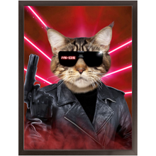 Load image into Gallery viewer, Kyle B Bakk - Arnold Schwarzenegger The Terminator Inspired Custom Pet Portrait Framed Satin Paper Print