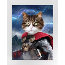 Load image into Gallery viewer, God of Blunder - Thor, Superhero Inspired Custom Pet Portrait Framed Satin Paper Print