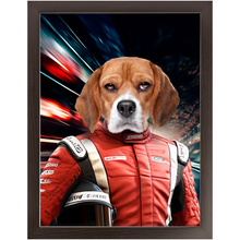 Load image into Gallery viewer, CHASING CARS - Race Car Driver Inspired Custom Pet Portrait Framed Satin Paper Print