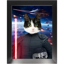 Load image into Gallery viewer, BARK LORD IN SPACE - Kylo Ren & Star Wars Inspired Custom Pet Portrait Framed Satin Paper Print