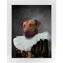 Load image into Gallery viewer, Duchess Courage - Renaissance Inspired Custom Pet Portrait Framed Satin Paper Print