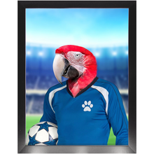 Load image into Gallery viewer, Get Your Kicks- Football, Soccer Player Inspired Custom Pet Portrait Framed Satin Paper Print