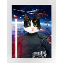 Load image into Gallery viewer, BARK LORD IN SPACE - Kylo Ren & Star Wars Inspired Custom Pet Portrait Framed Satin Paper Print