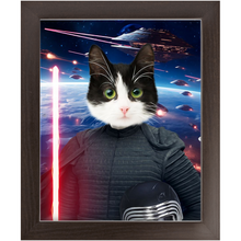 Load image into Gallery viewer, BARK LORD IN SPACE - Kylo Ren & Star Wars Inspired Custom Pet Portrait Framed Satin Paper Print