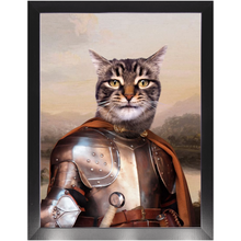 Load image into Gallery viewer, Knight In Brown Satin - Renaissance Inspired Custom Pet Portrait Framed Satin Paper Print