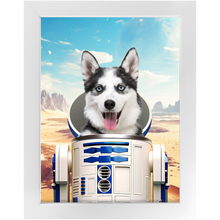 Load image into Gallery viewer, R.2.D.TOO - R2D2 & Star Wars Inspired Custom Pet Portrait Framed Satin Paper Print