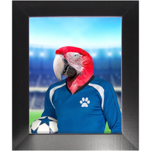 Load image into Gallery viewer, Get Your Kicks- Football, Soccer Player Inspired Custom Pet Portrait Framed Satin Paper Print