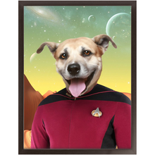 Load image into Gallery viewer, CAPTAIN DIGYARD - Star Trek Inspired Custom Pet Portrait Framed Satin Paper Print