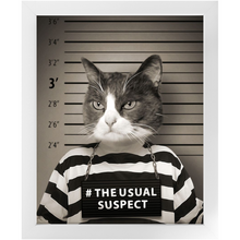 Load image into Gallery viewer, The Usual Suspect - Gangster Mugshot Inspired Custom Pet Portrait Framed Satin Paper Print