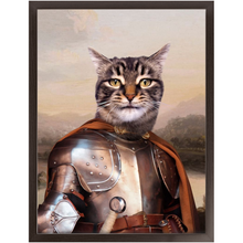 Load image into Gallery viewer, Knight In Brown Satin - Renaissance Inspired Custom Pet Portrait Framed Satin Paper Print