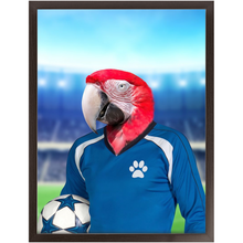 Load image into Gallery viewer, Get Your Kicks- Football, Soccer Player Inspired Custom Pet Portrait Framed Satin Paper Print
