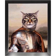 Load image into Gallery viewer, Knight In Brown Satin - Renaissance Inspired Custom Pet Portrait Framed Satin Paper Print