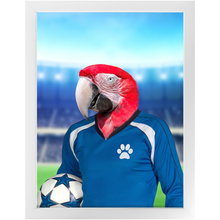 Load image into Gallery viewer, Get Your Kicks- Football, Soccer Player Inspired Custom Pet Portrait Framed Satin Paper Print