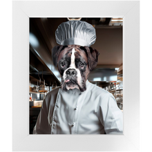Load image into Gallery viewer, MAKING A MEAL OF IT - Chef & Cook Inspired Custom Pet Portrait Framed Satin Paper Print