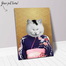 Load image into Gallery viewer, Murasaki No Sanbun - Japanese Geisha & Kimono Inspired Custom Pet Portrait Canvas