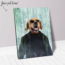 Load image into Gallery viewer, Neo Barksist - The Matrix Inspired Custom Pet Portrait Canvas