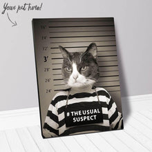 Load image into Gallery viewer, The Usual Suspect - Gangster Mugshot Inspired Custom Pet Portrait Canvas