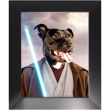 Load image into Gallery viewer, Obi Have - Jedi Obi Wan Kenobi &amp; Star Wars Inspired Custom Pet Portrait Framed Satin Paper Print