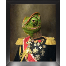 Load image into Gallery viewer, GENERAL LEE AMESS - Renaissance Inspired Custom Pet Portrait Framed Satin Paper Print