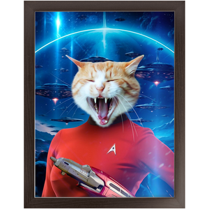 OH HOORAY IN SPACE - Star Trek Inspired Custom Pet Portrait Framed Satin Paper Print