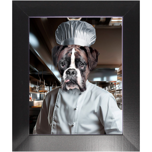 MAKING A MEAL OF IT - Chef & Cook Inspired Custom Pet Portrait Framed Satin Paper Print