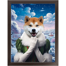 Load image into Gallery viewer, SNOWBALL - Christmas elf Inspired Custom Pet Portrait Framed Satin Paper Print