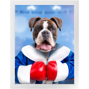 Underdog- Boxing & Sports Inspired Custom Pet Portrait Framed Satin Paper Print