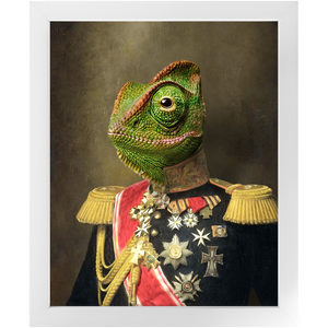 GENERAL LEE AMESS - Renaissance Inspired Custom Pet Portrait Framed Satin Paper Print