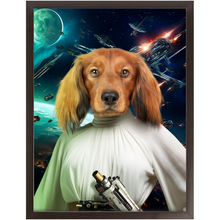 Load image into Gallery viewer, PRINCESS LAYABOUT IN SPACE - Princess Leia &amp; Star Wars Inspired Custom Pet Portrait Framed Satin Paper Print