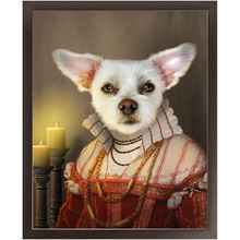 Load image into Gallery viewer, LADY LAVISH - Renaissance Inspired Custom Pet Portrait Framed Satin Paper Print