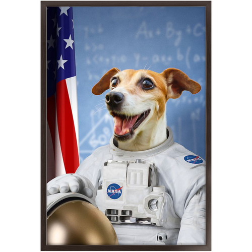 Astrofun - NASA Astronaut Inspired Custom Pet Portrait Framed Satin Paper Print