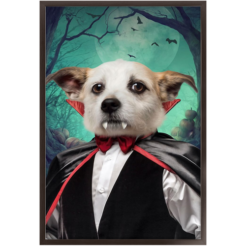 Count Meowt - Count Dracula Inspired Custom Pet Portrait Framed Satin Paper Print