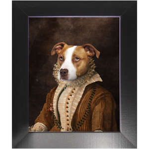 BARONESS OF BROWN - Renaissance Inspired Custom Pet Portrait Framed Satin Paper Print