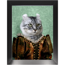 Load image into Gallery viewer, Dame Difudo - Royalty &amp; Renaissance Inspired Custom Pet Portrait Framed Satin Paper Print
