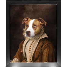 Load image into Gallery viewer, BARONESS OF BROWN - Renaissance Inspired Custom Pet Portrait Framed Satin Paper Print