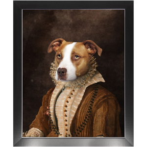 BARONESS OF BROWN - Renaissance Inspired Custom Pet Portrait Framed Satin Paper Print