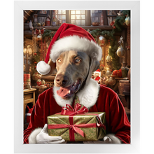 Load image into Gallery viewer, PANTA PAWS - Christmas, Santa &amp; Elf Inspired Custom Pet Portrait Framed Satin Paper Print