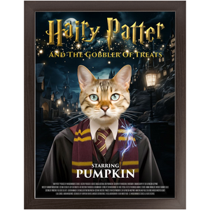 HAIRY PATTER Movie Poster - Harry Potter Inspired Custom Pet Portrait Framed Satin Paper Print