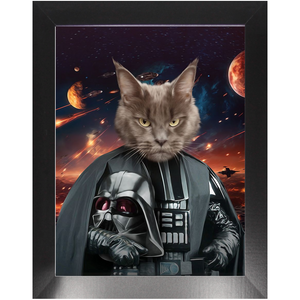 BATH EVADER IN SPACE - Darth Vader & Star Wars Inspired Custom Pet Portrait Framed Satin Paper Print