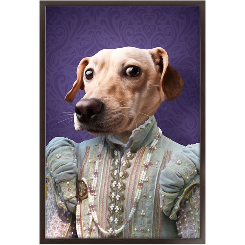 Ladee Light - Renaissance Inspired Custom Pet Portrait Framed Satin Paper Print