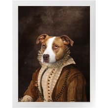 Load image into Gallery viewer, BARONESS OF BROWN - Renaissance Inspired Custom Pet Portrait Framed Satin Paper Print