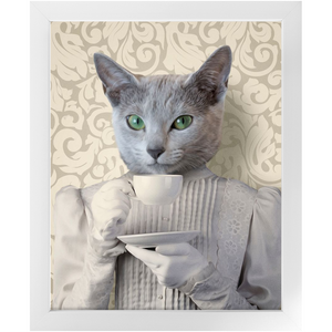 Lady Lick - Renaissance Inspired Custom Pet Portrait Framed Satin Paper Print